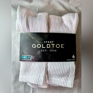 6 pack Gold Toe Sport White Cotton Crew Socks | 6 - 12.5 Men’s | AquaFX Gildan